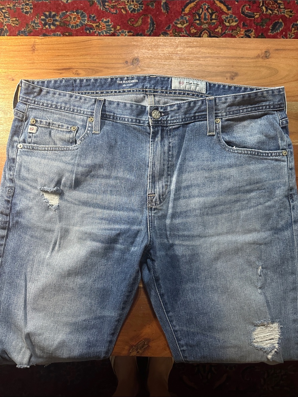 Relaxed Fit AG Light Blue Distressed Men's Jeans